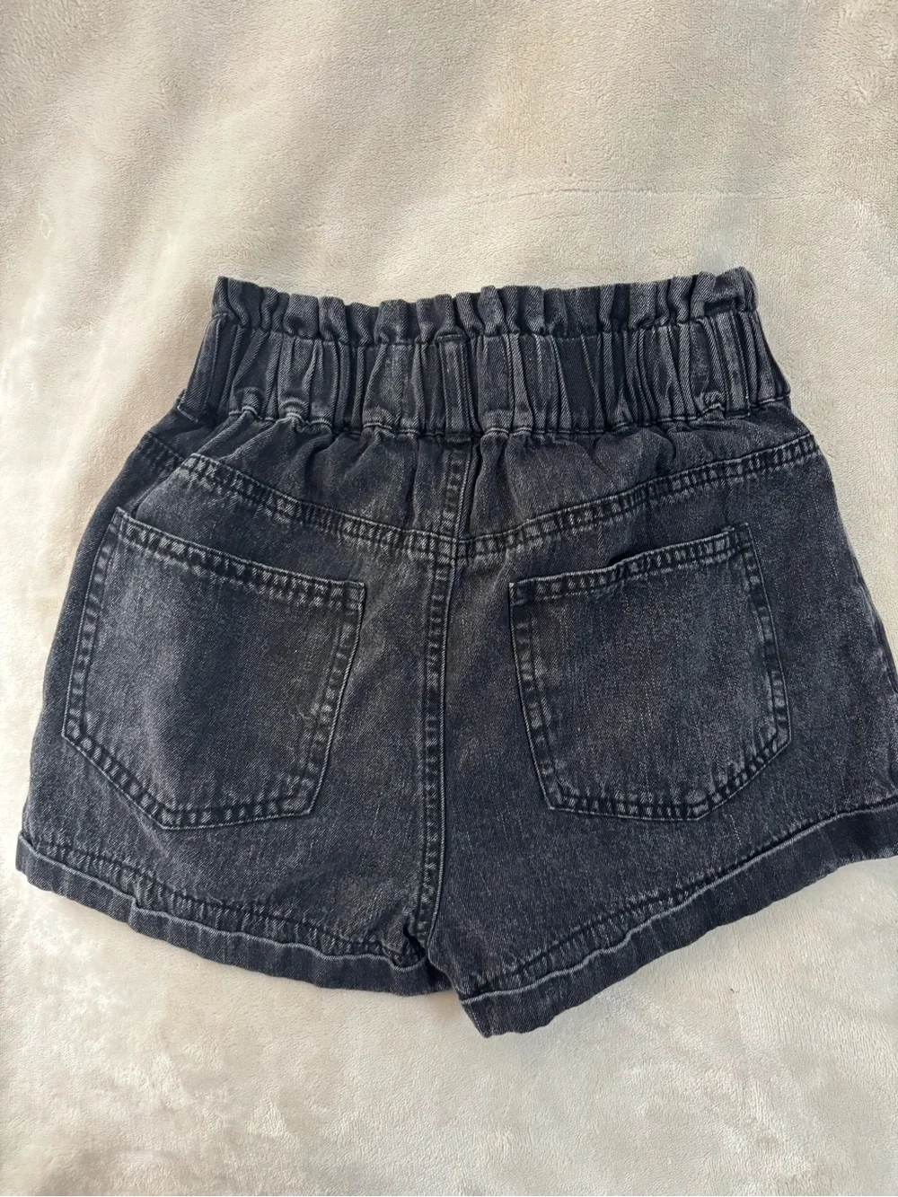 Kids Black Elastic-Waist Denim Shorts